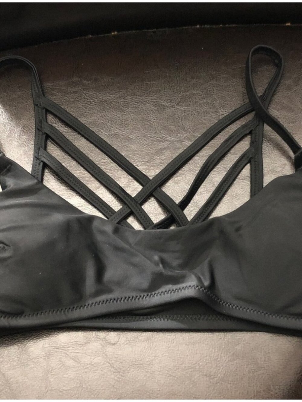 aerie Black Strappy Bikini Top